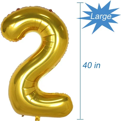 Miniatura 3 de Globos dorados del número 12, globos del número 21, 40 pulgadas