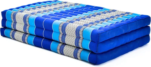 Miniatura 15 de Leewadee - Colchón tailandés plegable grande, 82 x 46 x 3 pulgadas, cama de invitados, cama triple plegable, cojín de masaje tailandés TV asiento