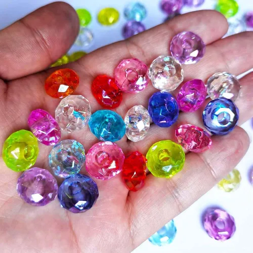 Miniatura 3 de Cuentas facetadas de agujero grande, pulseras para el cabello, pulseras para el cabello, collar con cuentas para hacer manualidades