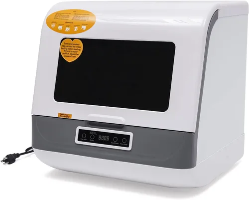 Lavavajillas portátil para encimera, 1200 W, 110 V, mini lavadora con 3 programas de lavado, lavavajillas compacto a prueba de fugas en seco con