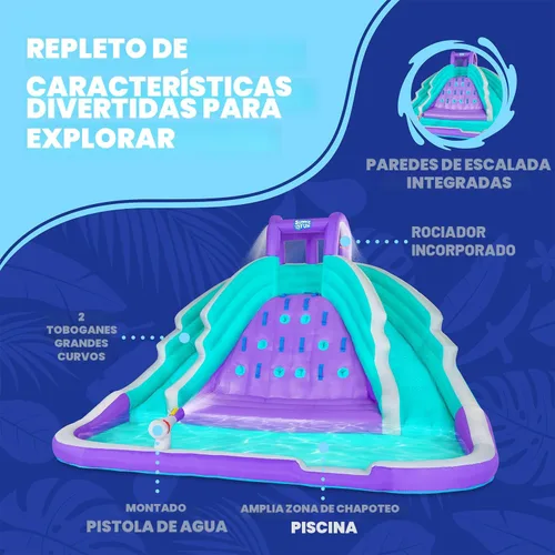 Miniatura 2 de SUNNY & FUN Ultra Climber - Parque inflable de tobogán acuático – Resistente para diversión al aire libre – Pared de escalada, dos toboganes y Morado