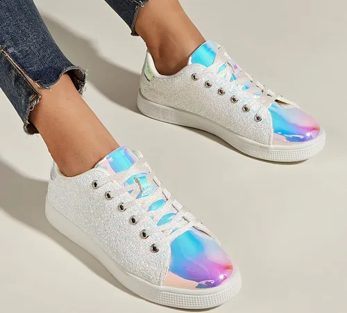 Miniatura 8 de LUCKY STEP - Tenis de moda para mujer, con brillantina y cordones