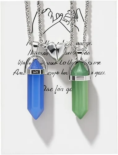 Miniatura 44 de Collar magnético de corazón dividido a juego para parejas, colgante de atracción mutua de cristal, regalo de joyería de amistad para mejores amigos