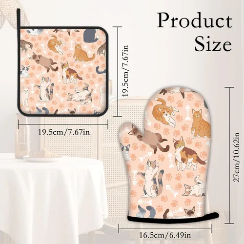 Miniatura 4 de Manoplas de horno de hongos y hojas y soportes para ollas de cocina, juego de 2 piezas, almohadilla resistente al calor para hornear, barbacoa