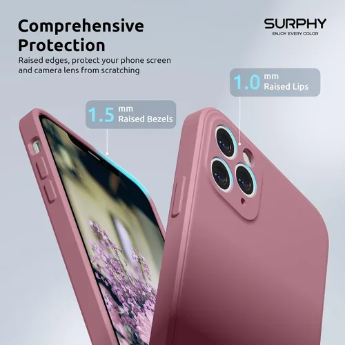 Miniatura 4 de SURPHY Funda con diseño para iPhone 11 Pro Max con protección para cámara, diseño de borde recto, silicona líquida delgada, color morado lila Lila