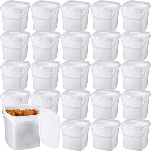 Miniatura 7 de Mifoci Paquete de 24 recipientes cuadrados de llenado máximo de 16.9 onzas con tapas, cubeta hermética para helados con asa, reutilizable