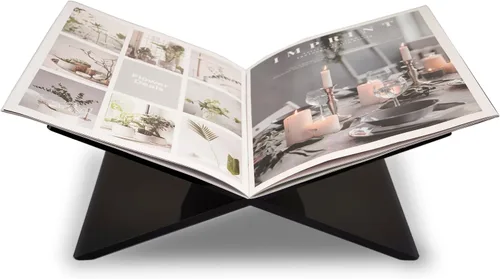 Miniatura 5 de Honygebia Soportes de libros acrílicos negros – Soporte para libros de acrílico con marco cruzado, soporte abierto para exhibición y lectura