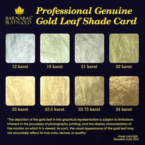 Miniatura 8 de BARNABAS BLATTGOLD Gold Leaf - Oro real de 21 quilates [25 hojas, 3.4 pulgadas] - Hojas sueltas para pintura, arte y manualidades Hoja suelta