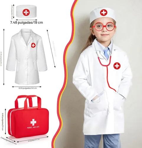 Miniatura 6 de Kit de médico para niños, 36 piezas de juego de doctor para niños pequeños de 3 a 5 años con bolsa médica y estetoscopio real, juego de doctor