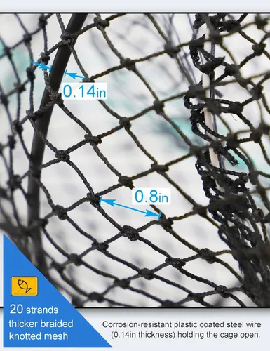 Miniatura 3 de Hlotmeky Trampa de cangrejo trampa de pececillos de pesca con cuerda de mano de 32.8 ft, trampa de red de pesca de langosta plegada