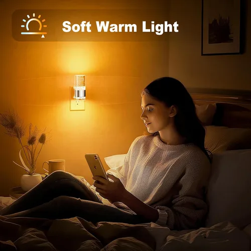 Miniatura 5 de JandCase Luz nocturna, luces nocturnas automáticas enchufables a la pared, luz nocturna LED regulable con brillo ajustable, luces nocturnas