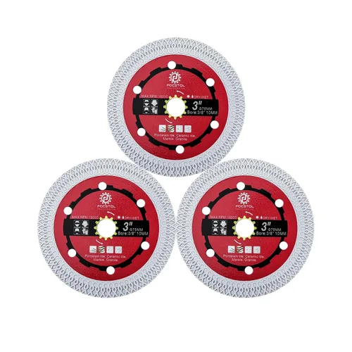 Miniatura 14 de FOCSTOL Disco de Corte de Madera en Carburo - 3 piezas 3' (75mm) Hoja de Sierra Soldada al Vacío para Madera, Goma y Plástico para Amoladora