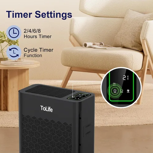 Miniatura 5 de ToLife Purificadores de aire para el hogar, habitación grande de hasta 1295 pies cuadrados, con pantalla PM 2.5, sensor de calidad del aire, modo