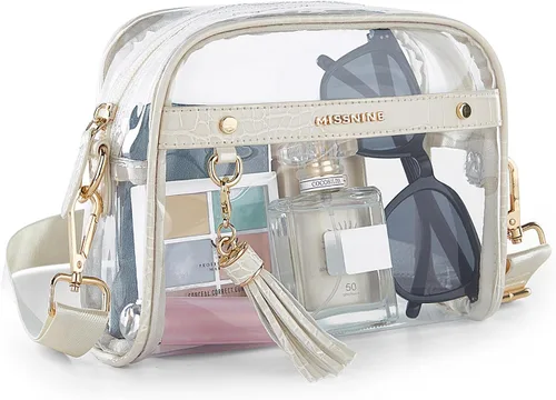 Missnine Bolsa transparente – Bolso pequeño aprobado por estadios para mujer – Bolsa cruzada para conciertos y eventos deportivos Cocodrilo blanco