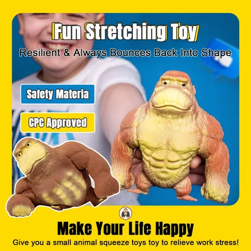 Miniatura 4 de YHan Juguete Fidget de Mono Elástico Suave para Alivio del Estrés para Niños y Adultos, Peluches de Animales, Juguetes Sensoriales Elásticos