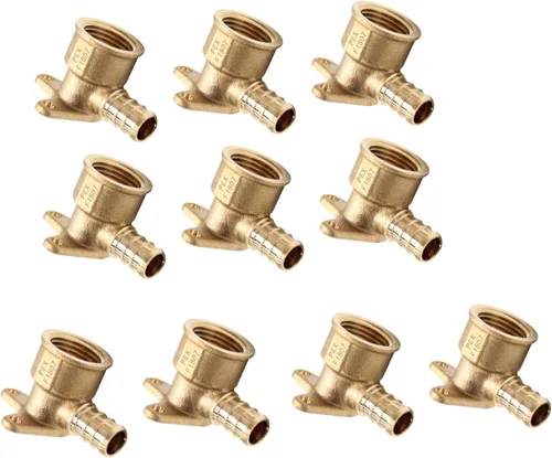 EFIELD Pex - Codo de oreja caída, latón (1/2 pulgada x 1/2 pulgada) hembra NPT, ASTM F1807 (PEX1807159) (paquete de 10)