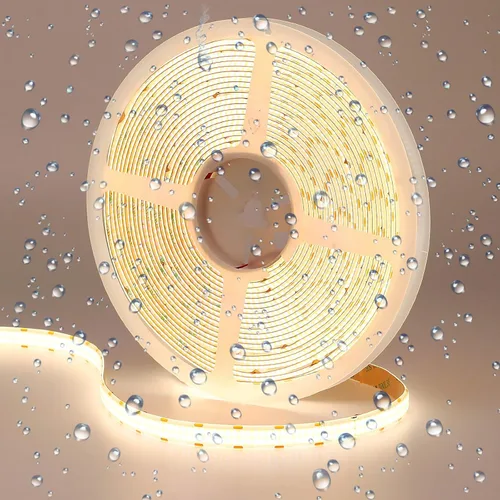 Miniatura 10 de GOMING Tira de luz LED COB de doble fila de 32.8 pies (32.8 ft) CC 24 V, blanco cálido, 3000 K, IP65, impermeable, 6000 LED, CRI 93+ 20000 lm