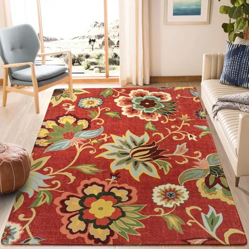 Miniatura 8 de Lahome - Tapete floral con estampado de cachemira, lavable, antideslizante, pequeño, anti-manchas, suave, para baño, entrada, dormitorio, Negro