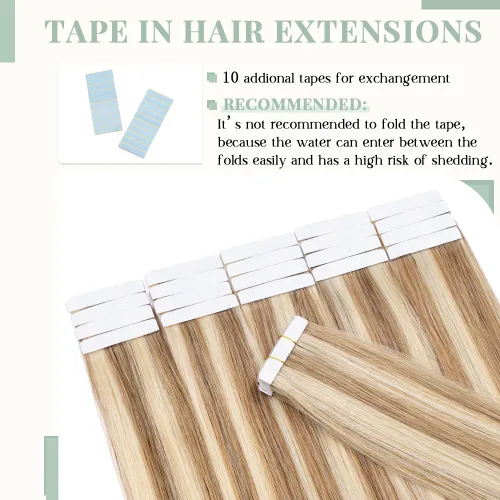Miniatura 5 de Extensiones de cabello humano con cinta adhesiva invisible, sin costuras, doble cara, extensiones de cabello humano recto natural de Remy