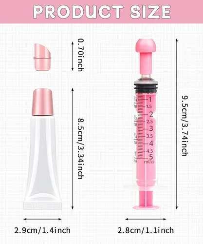 Miniatura 6 de 8 piezas de tubos vacíos para brillo labial - 0.3 fl oz tubos transparentes para bálsamo labial con jeringas de 0.2 fl oz - Tubos exprimibles