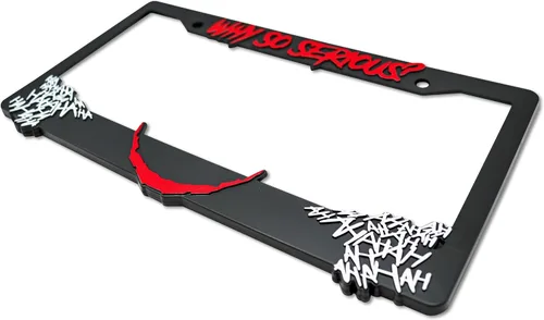 Miniatura 4 de ¿Por qué tan serio? para Joker - Marco de matrícula elevado 3D 1 paquete de cubierta para placa de automóvil Soporte universal para placa