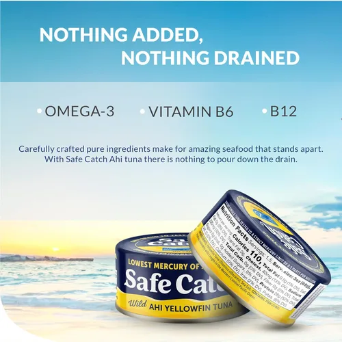 Miniatura 4 de Safe Catch Wild Ahi - Atún de aleta amarilla enlatado, capturado en la naturaleza, con menos mercurio, proteína magra, Omega 3, sin gluten, kosher