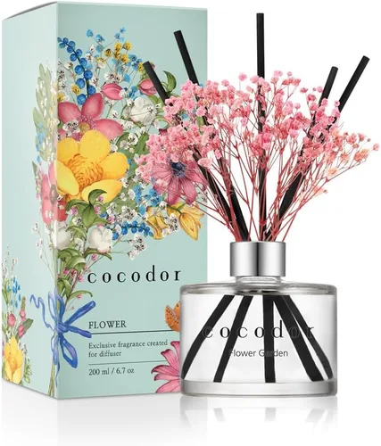 Miniatura 51 de COCODOR Juego de Difusor de Varillas de Junco con Flores / 6.7 oz / Eucalipto Limón / Difusor de Aroma con Varillas Fragancia para el Hogar Difusor