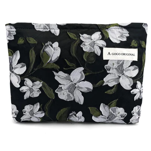Miniatura 27 de Bolsa de maquillaje de flores para mujer, bonita bolsa de maquillaje para bolso, bolsa de cosméticos con cremallera, bolsa de cosméticos de lona