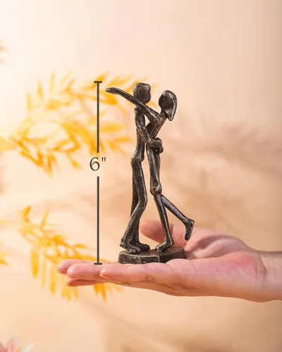 Miniatura 4 de Regalo de escultura de hierro para 6º aniversario, estatua romántica de pareja para ella, decoración de metal negro hecha a mano, boda, San