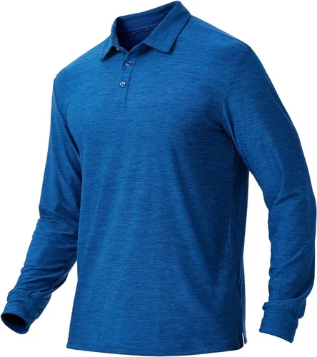 Miniatura 69 de NAVISKIN Camisas polo de manga larga para hombre, camisas de golf con cuello UPF 50 SPF para hombre, secado rápido, absorbe la humedad