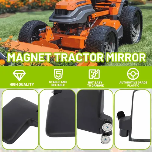 Miniatura 4 de KUAFU Espejos magnéticos universales para tractor, compatibles con Kubota John Deere, cortacésped de giro cero, espejos laterales traseros negros, 2