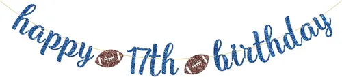 Miniatura 8 de Cartel de feliz cumpleaños de 1/2, decoraciones de cumpleaños con temática de fútbol americano, 6 meses, suministros para fiestas de cumpleaños