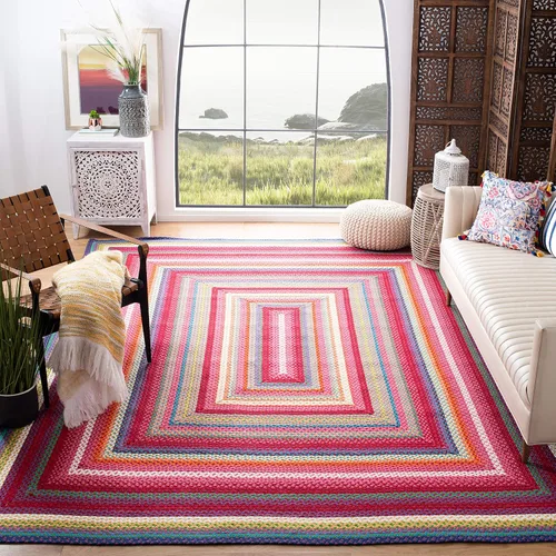 Miniatura 13 de SAFAVIEH Colección Alfombra trenzada para exteriores, 2 x 3 pies, multicolor, hecha a mano y reversible, no desprende pelusa y fácil de limpiar