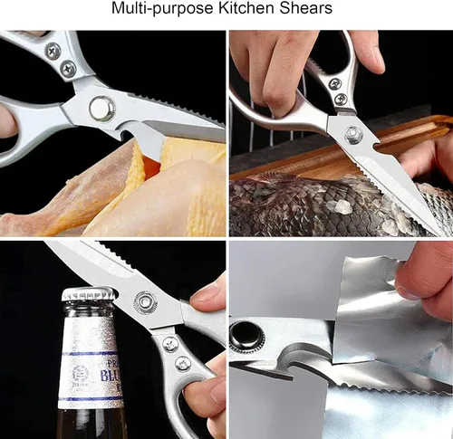 Miniatura 3 de LONJYI - Tijeras de cocina multifunción, tijeras de acero inoxidable resistentes con cuchillas ultra afiladas, tijeras para zurdos y diestros, uso