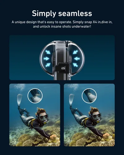 Miniatura 5 de TELESIN Insta 360 X4 - Funda de buceo invisible, 164.0 ft/164 pies, impermeable, carcasa protectora para buceo subacuático, carcasa para Insta 360