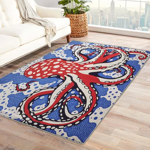 Miniatura 8 de Alfombra de pulpo, alfombra Kraken de 2 x 3 pies, alfombras Kraken para entrada, sala de estar, dormitorio, alfombra de área pequeña de tentáculo