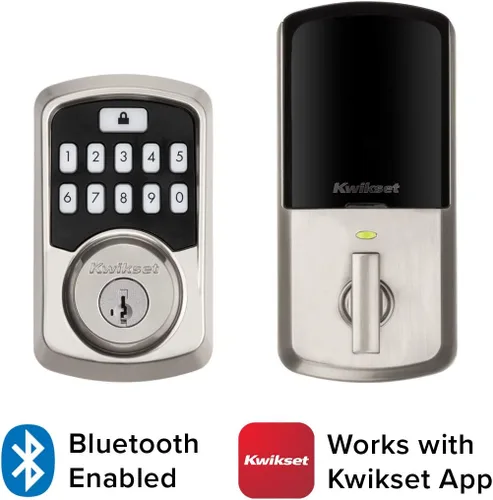 Miniatura 2 de Kwikset 99420-003 Aura - Cerradura de puerta con teclado programable Bluetooth con seguridad SmartKey, Negro Hierro