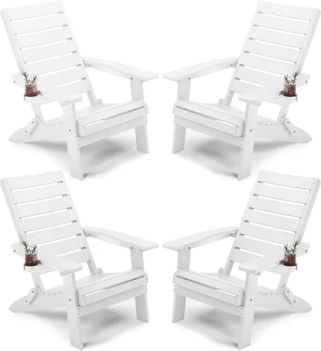 Miniatura 10 de YEFU Sillas Adirondack plegables para exteriores: silla de gran tamaño para hoguera resistente con respaldo de arco cómodo y soporte para tazas