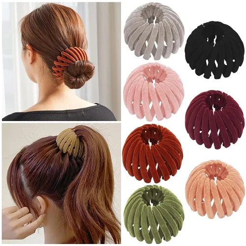 TOBATOBA Bird Nest - Pinza mágica para el cabello, 7 piezas, horquilla para nido de pájaro, soporte para cola de caballo expandible, pinzas de