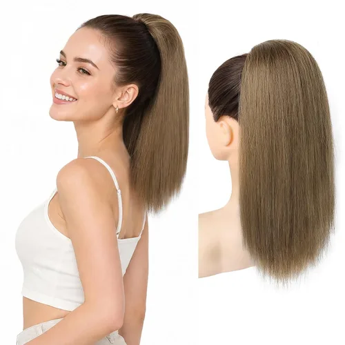 Miniatura 31 de SEIKEA Extensiones de cola de caballo con cordón, larga y recta, cola de caballo falsa, natural, suave, extensiones de cabello sintético resistente