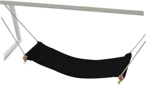 Hamaca de pie ajustable portátil Mini oficina soporte de reposapiés para uso debajo del escritorio Diseño de lona ligera para la relajación Negro