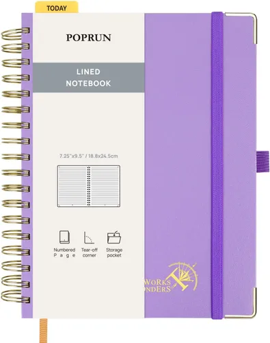 Miniatura 13 de POPRUN Lined Spiral Journal Notebook for Women & Men, 7-1/4" x 9-1/2", 220 Numbered Pages, College Ruled Hardcover Notebook for Work, Journals for