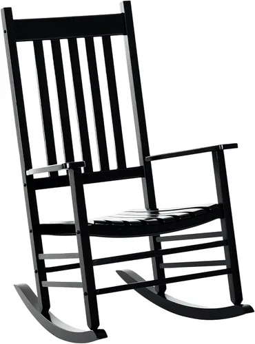 Outsunny Mecedora para exteriores, mecedora de madera para patio con reposabrazos suaves, respaldo alto para jardín, balcón, porche, soporta hasta