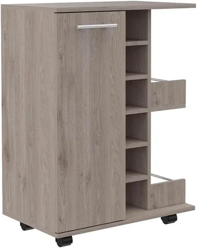 Miniatura 11 de TUHOME Carrito de barra de madera de ingeniería en blanco
