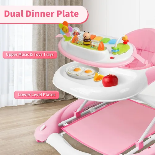Miniatura 5 de Andador de bebé 5 en 1, andador con música y luces para bebé niño y niña de 6-12 meses, andadores de bebé plegables con ruedas y combo de rebotador