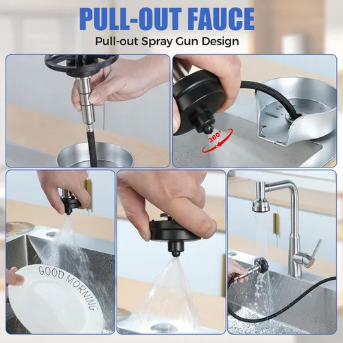 Miniatura 5 de Enjuague de vidrio para fregadero de cocina, enjuague de vidrio giratorio de 360 grados de alta presión con pistola rociadora extraíble, accesorio