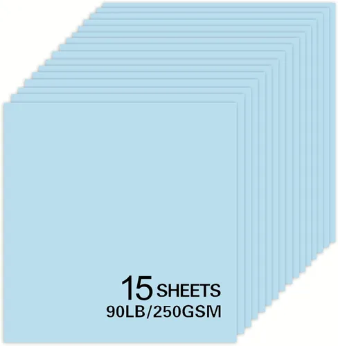 15 hojas de papel de cartulina azul claro de 12x12 pulgadas, cartulina para Cricut, papel de construcción grueso para hacer tarjetas, álbumes de
