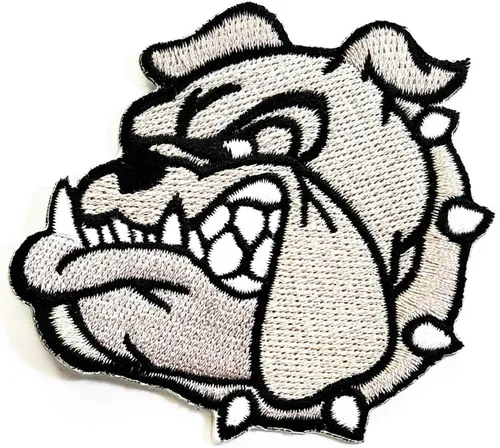 Miniatura 5 de Parche bordado de cabeza gris Bulldog Pitbull de dibujos animados de animales de dibujos animados lindo cachorro carlino perro Pitbull Bulldog perro