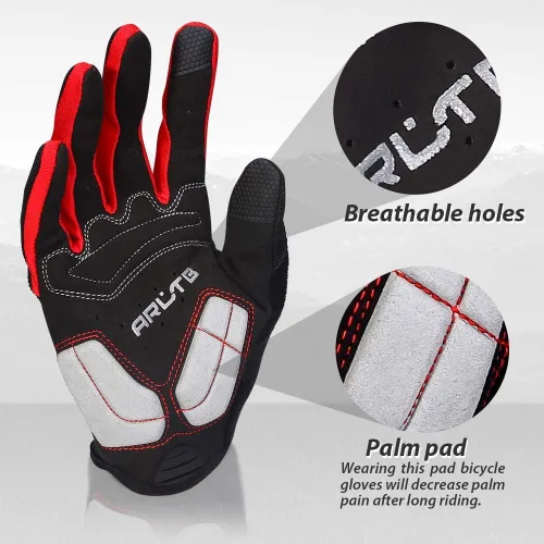 Miniatura 20 de guantes para bicicleta, 3 tamaños, 3 colores, guantes para ciclismo, bicicleta, mitones de dedo completo, acolchados, transpirables, ligeros