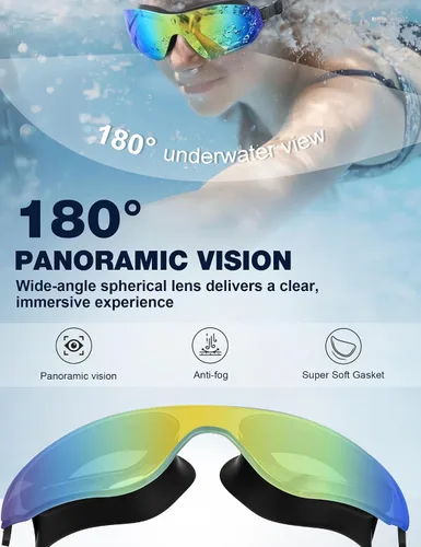 Miniatura 3 de Gafas de natación para adultos, sin marco, de visión amplia, para hombres y mujeres, antivaho, UV, a prueba de fugas, gafas de piscina